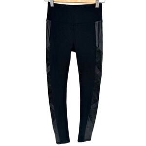 Lanston Sport New! Leggings Black with Faux Leather Accent Athleisure Size XS